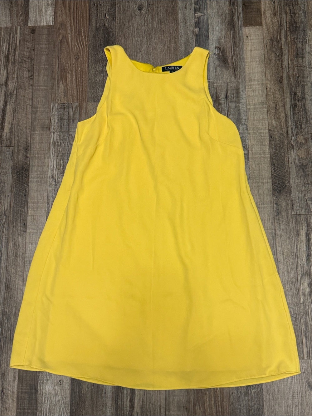 Ralph Lauren Yellow Sleeveless Shift Dress Size 14